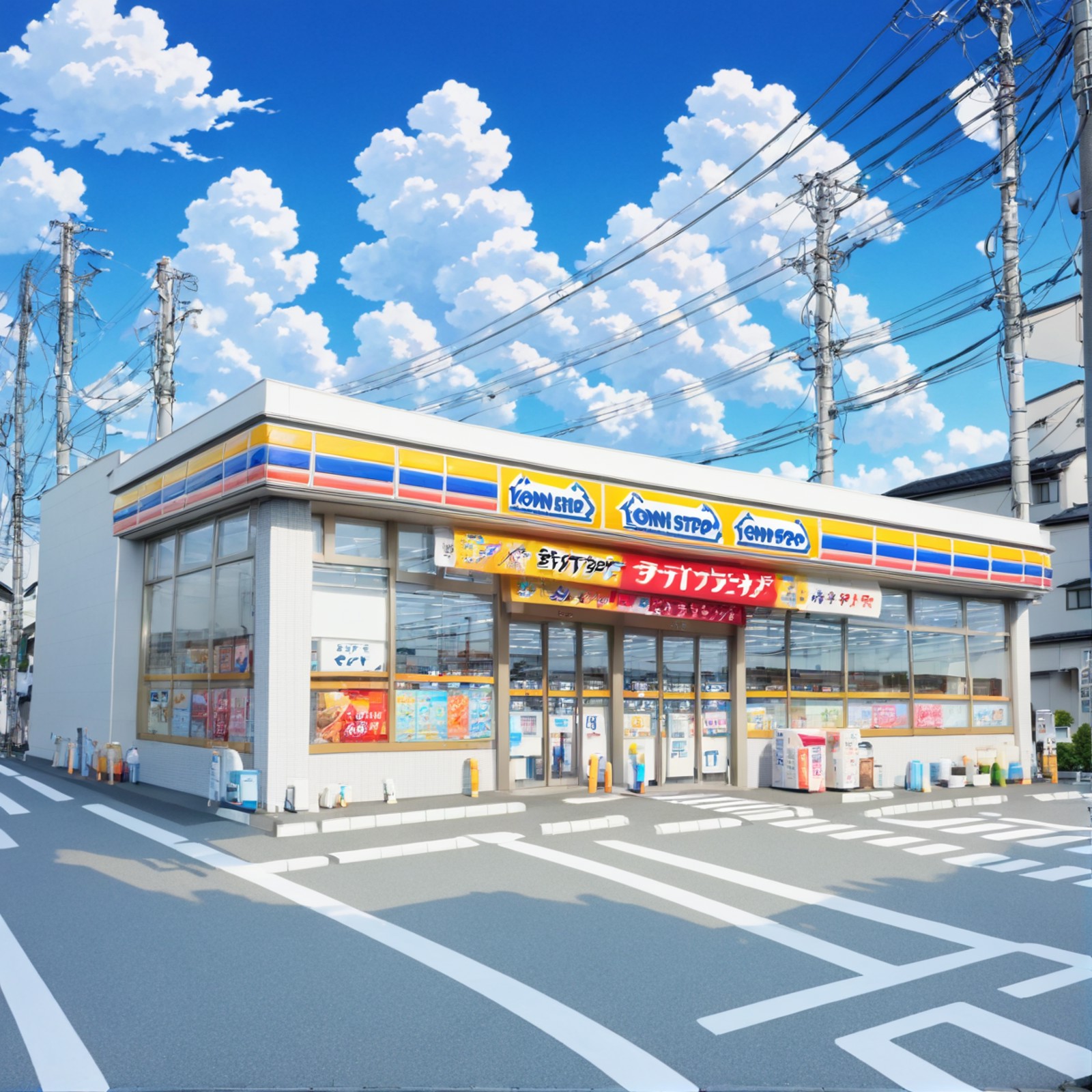 masterpiece, best quality, ultra-detailed, illustration,
ministop, konbini, scenery, storefront, japan, cloud, outdoors, s...